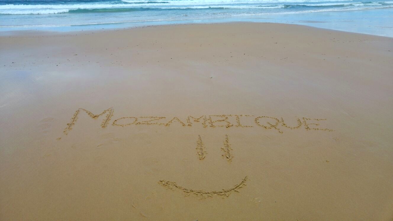 Mozambique written in the sand